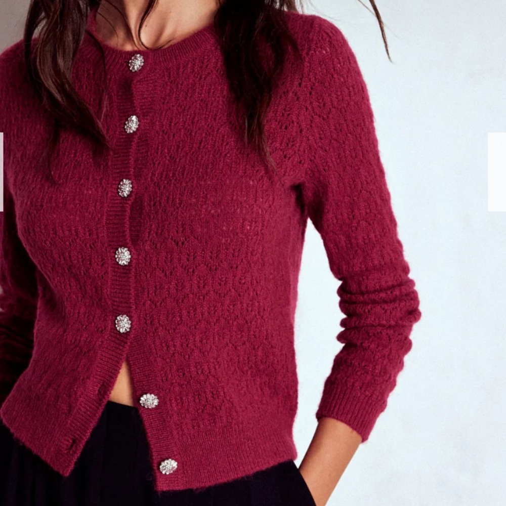 Boden Jewel Button Alpaca Cardigan Fuchsia Color Size Medium Absolutely Gorgeous